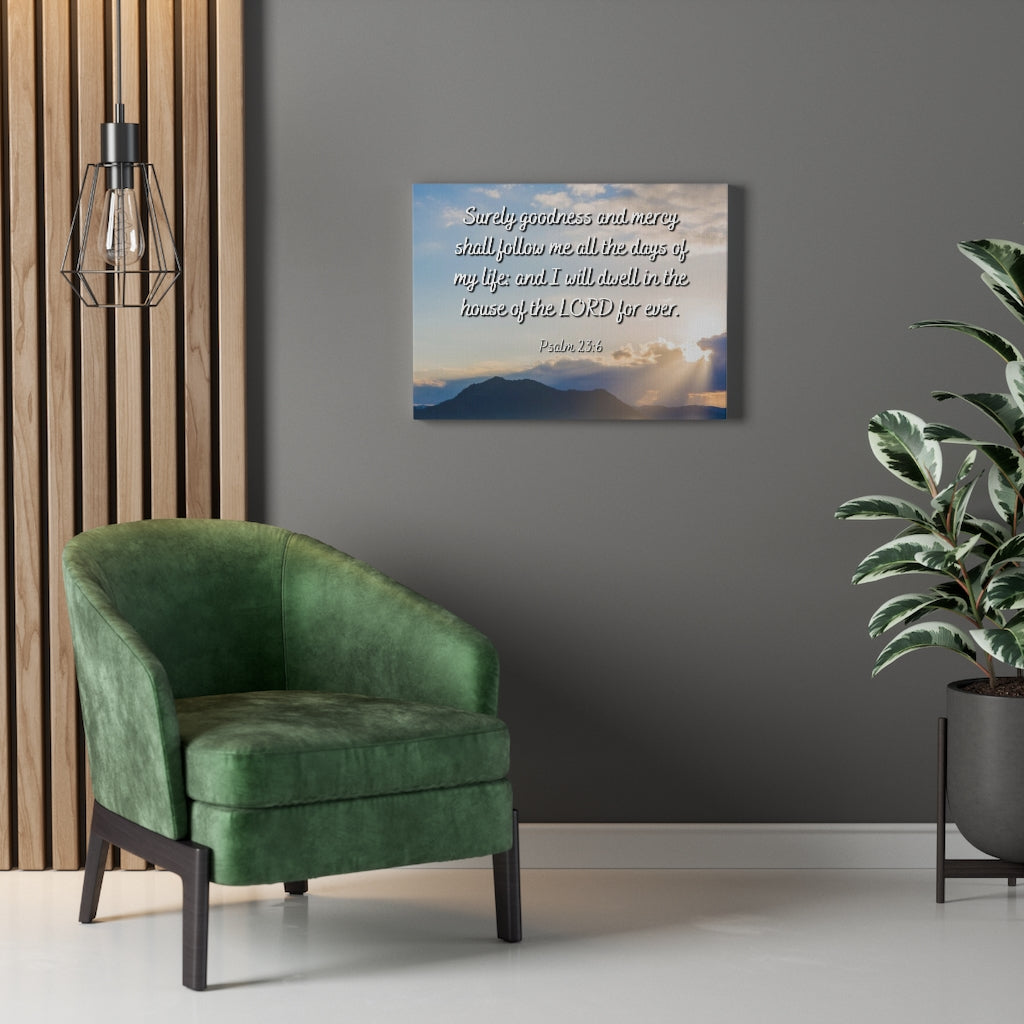 Scripture Walls Goodness And Mercy Psalm 23:6 Bible Verse Canvas Christian Wall Art Ready to Hang Unframed-Express Your Love Gifts