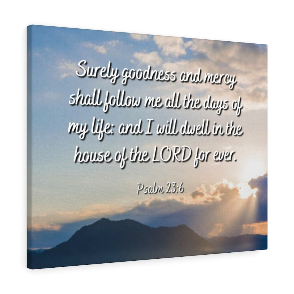 Scripture Walls Goodness And Mercy Psalm 23:6 Bible Verse Canvas Christian Wall Art Ready to Hang Unframed-Express Your Love Gifts