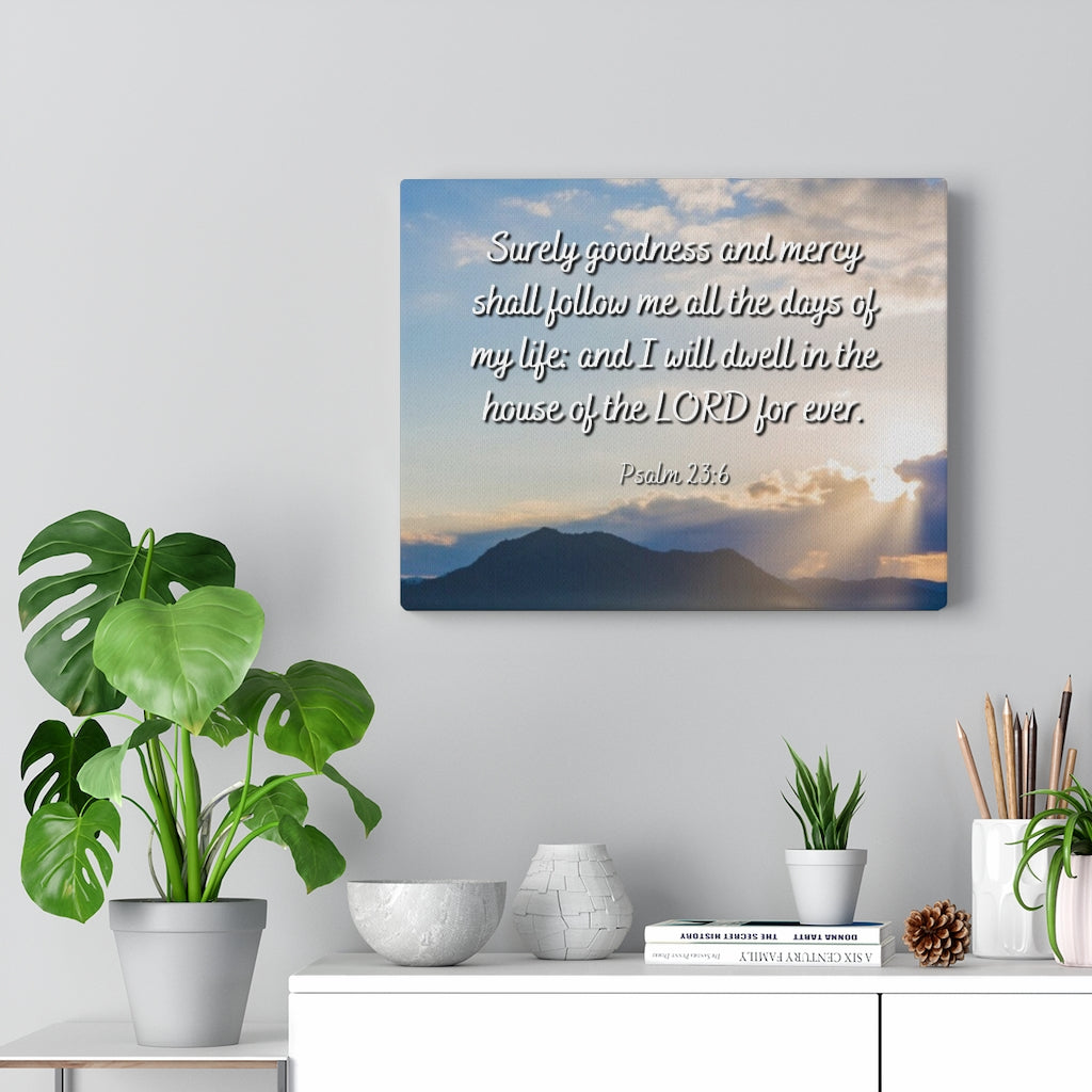 Scripture Walls Goodness And Mercy Psalm 23:6 Bible Verse Canvas Christian Wall Art Ready to Hang Unframed-Express Your Love Gifts