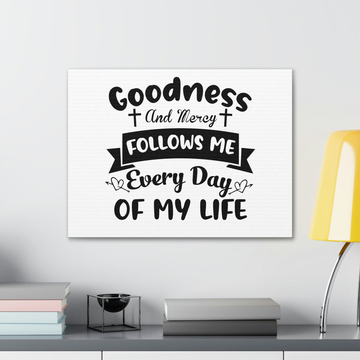 Scripture Walls Goodness And Mercy Psalms 23:6 Cross Christian Wall Art Bible Verse Print Ready to Hang Unframed-Express Your Love Gifts