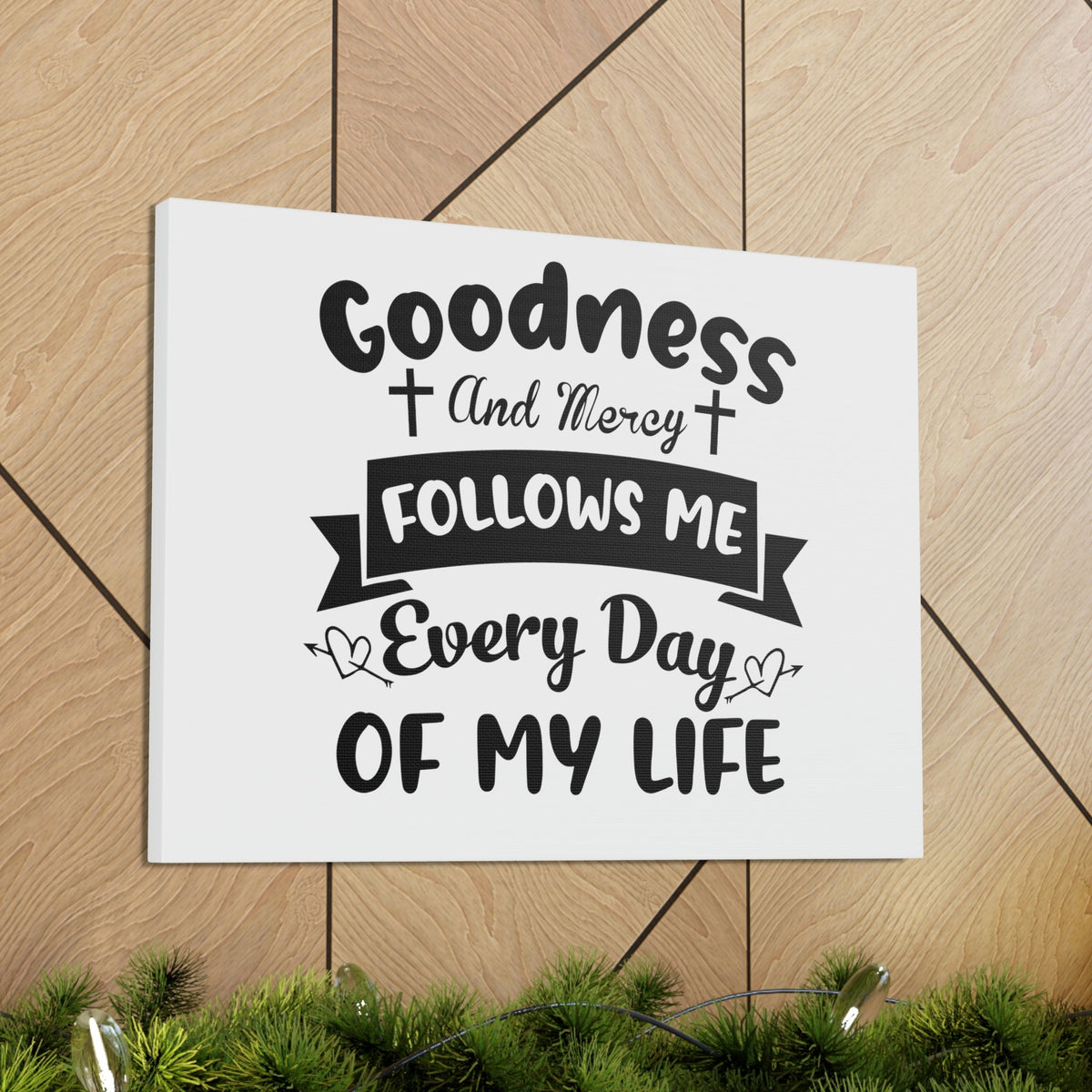 Scripture Walls Goodness And Mercy Psalms 23:6 Cross Christian Wall Art Bible Verse Print Ready to Hang Unframed-Express Your Love Gifts