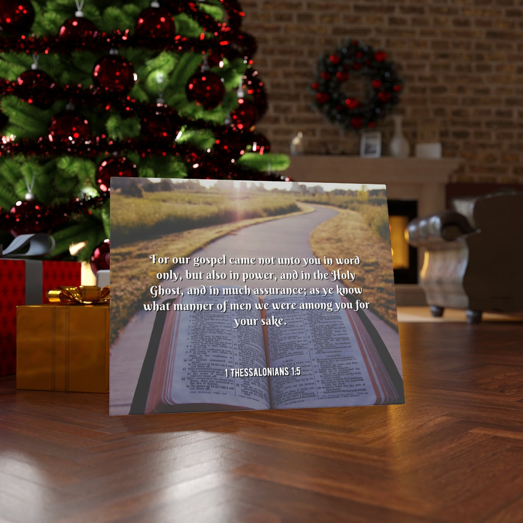 Scripture Walls Gospel Came 1 Thessalonians 1:5 Bible Verse Canvas Christian Wall Art Ready to Hang Unframed-Express Your Love Gifts
