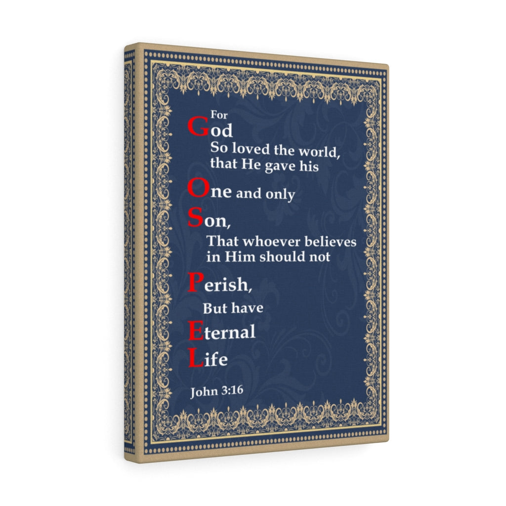 Scripture Walls Gospel John 3:16 Bible Verse Canvas Christian Wall Art Ready to Hang Unframed-Express Your Love Gifts