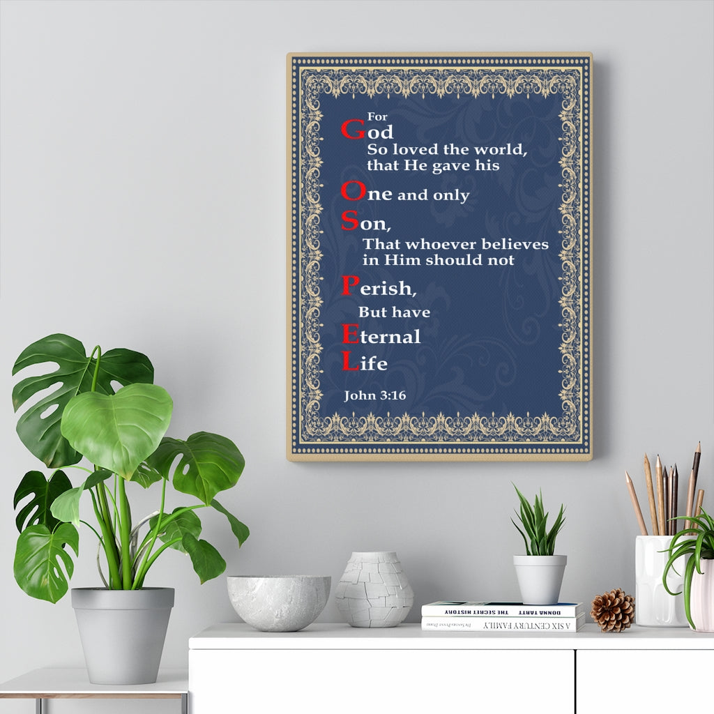 Scripture Walls Gospel John 3:16 Bible Verse Canvas Christian Wall Art Ready to Hang Unframed-Express Your Love Gifts