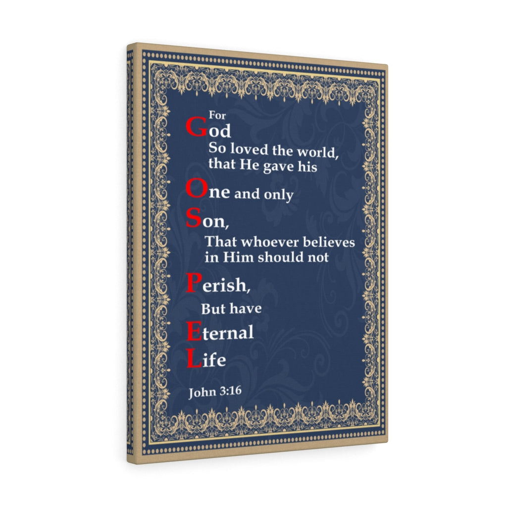 Scripture Walls Gospel John 3:16 Bible Verse Canvas Christian Wall Art Ready to Hang Unframed-Express Your Love Gifts