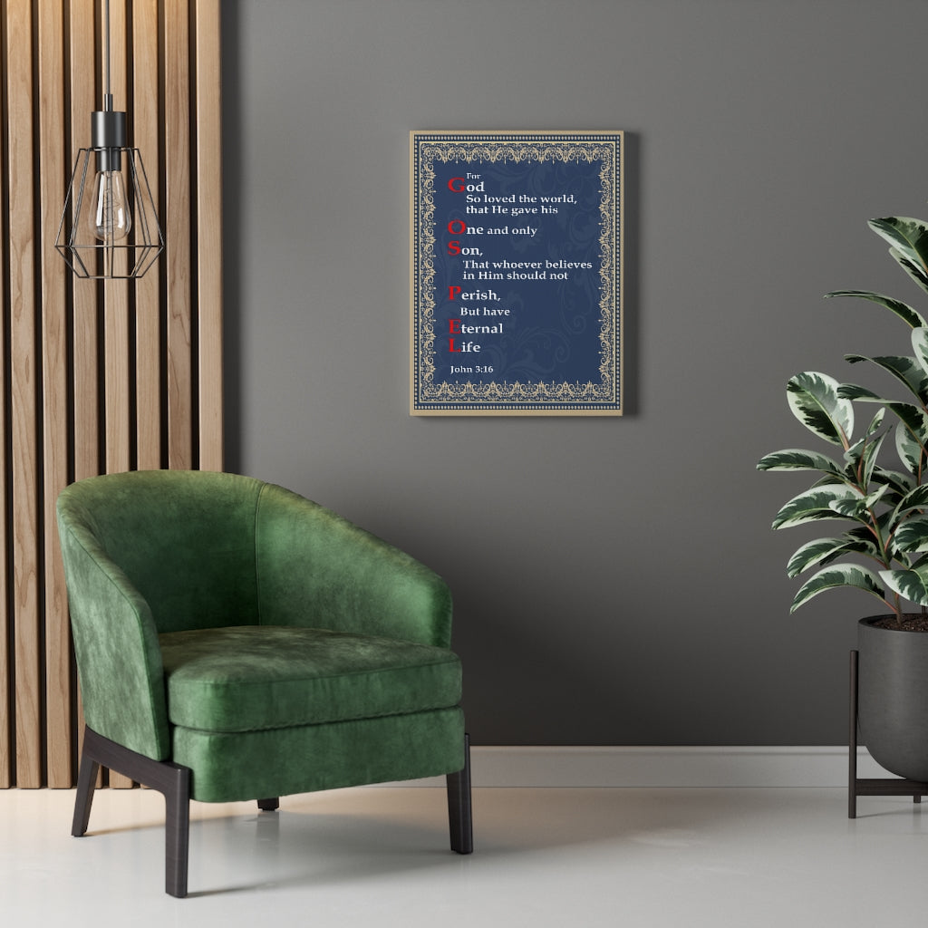 Scripture Walls Gospel John 3:16 Bible Verse Canvas Christian Wall Art Ready to Hang Unframed-Express Your Love Gifts