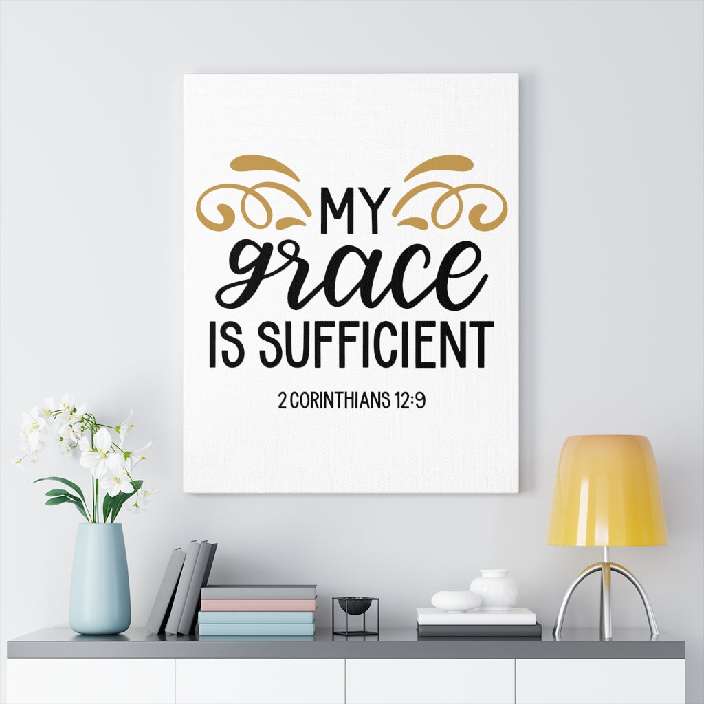 Scripture Walls Grace 2 Corinthians 12:9 Bible Verse Canvas Christian Wall Art Ready to Hang Unframed-Express Your Love Gifts