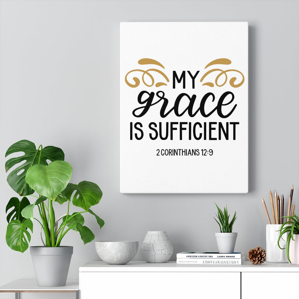Scripture Walls Grace 2 Corinthians 12:9 Bible Verse Canvas Christian Wall Art Ready to Hang Unframed-Express Your Love Gifts