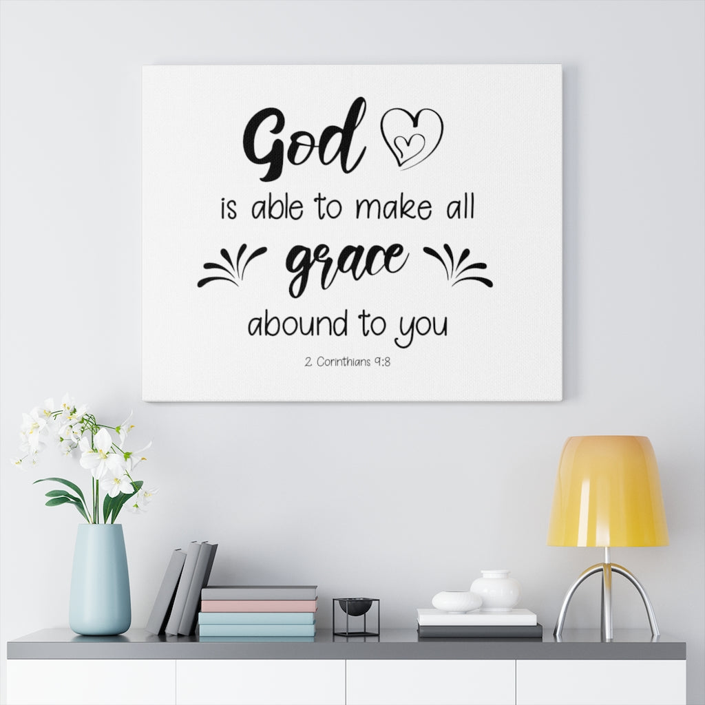 Scripture Walls Grace 2 Corinthians 9:8 Bible Verse Canvas Christian Wall Art Ready to Hang Unframed-Express Your Love Gifts