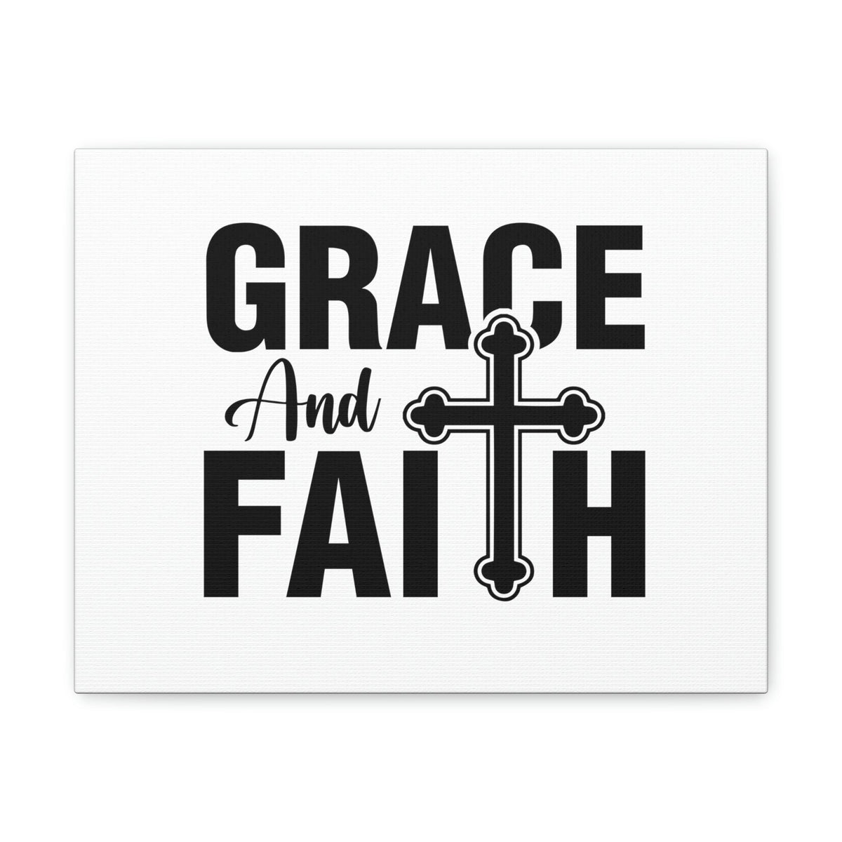Scripture Walls Grace And Faith Ephesians 2:8 Cross White Christian Wall Art Bible Verse Print Ready to Hang Unframed-Express Your Love Gifts