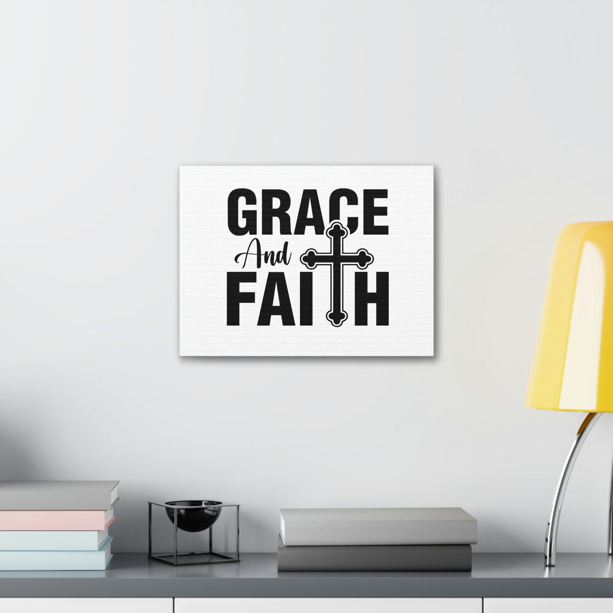 Scripture Walls Grace And Faith Ephesians 2:8 Cross White Christian Wall Art Bible Verse Print Ready to Hang Unframed-Express Your Love Gifts