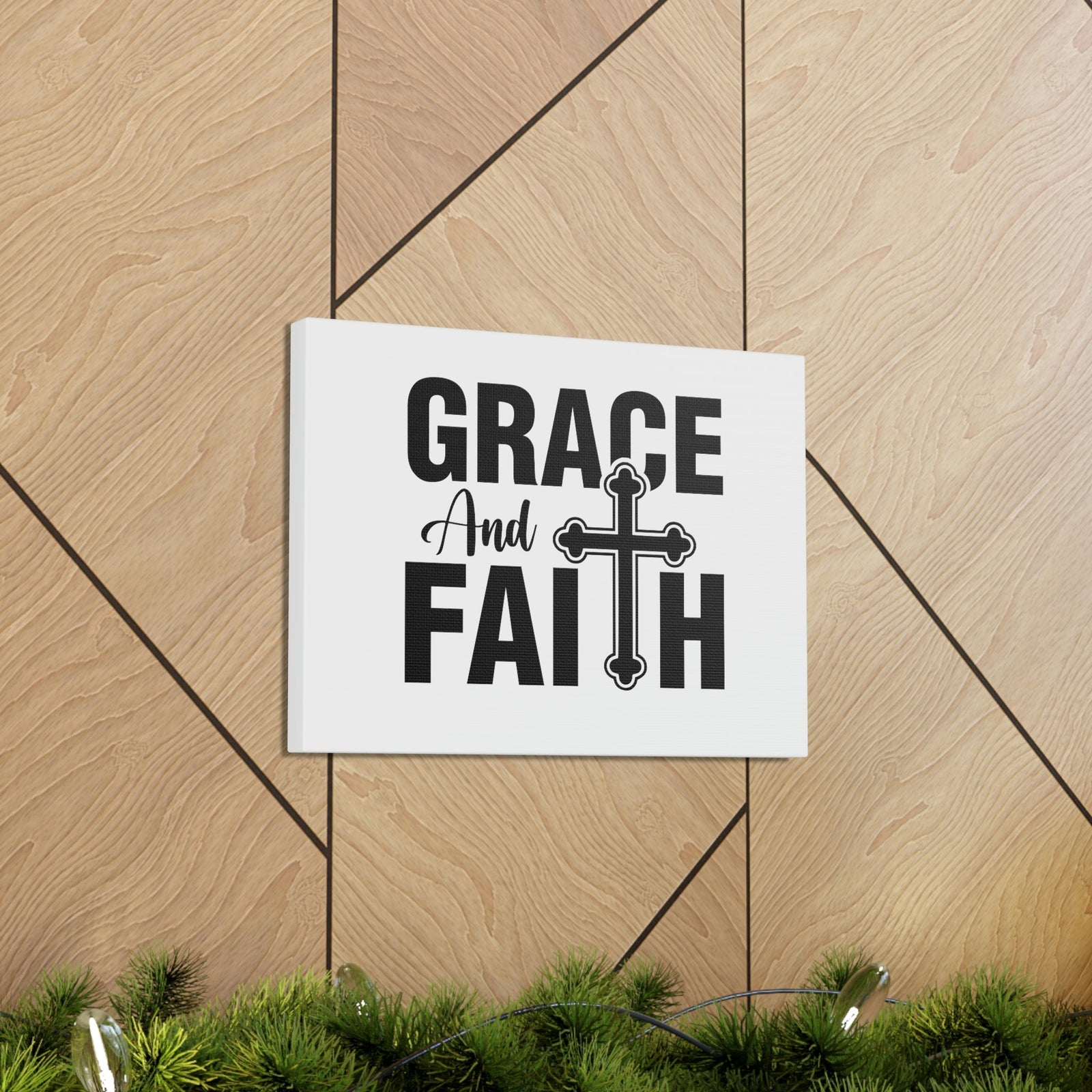 Scripture Walls Grace And Faith Ephesians 2:8 Cross White Christian Wall Art Bible Verse Print Ready to Hang Unframed-Express Your Love Gifts