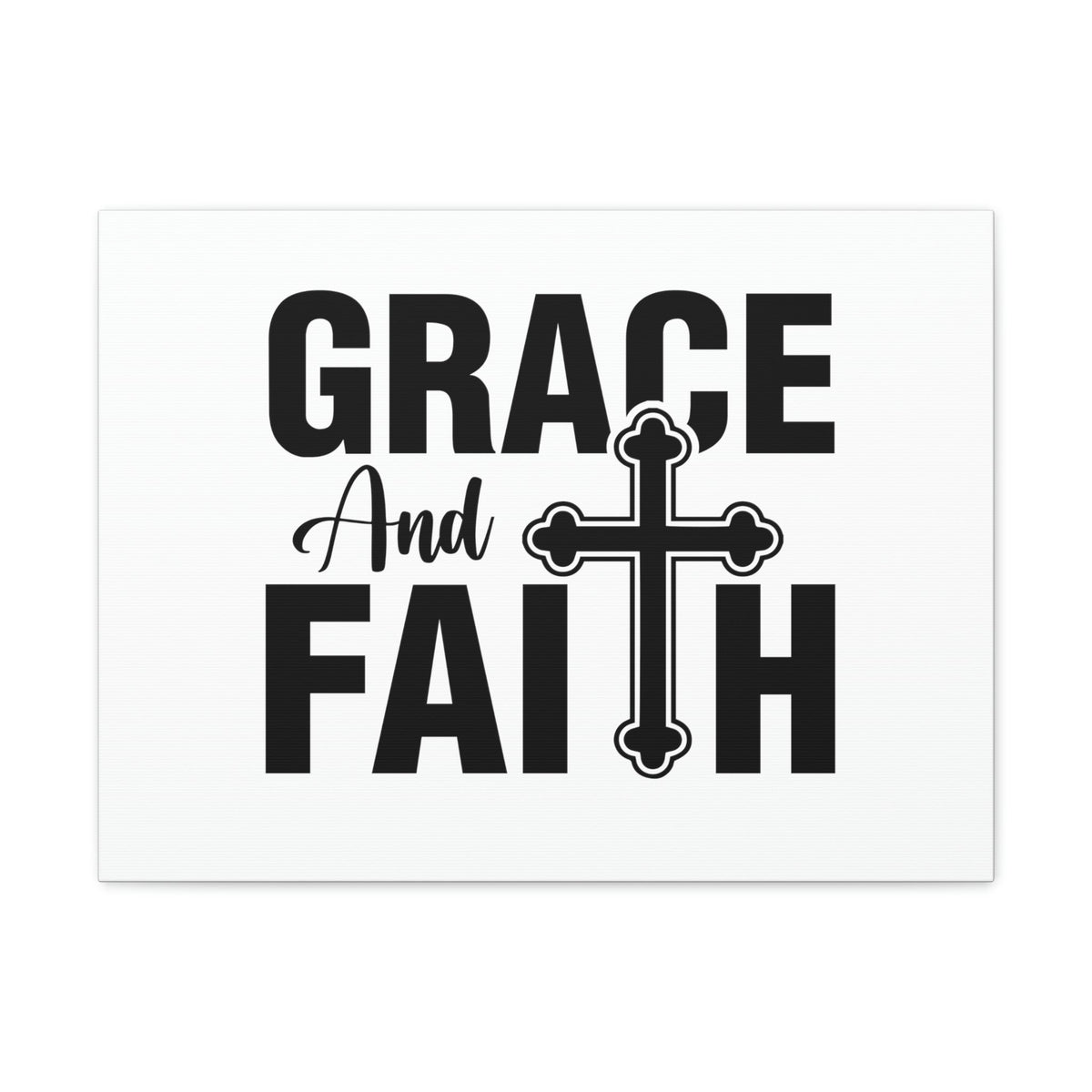 Scripture Walls Grace And Faith Ephesians 2:8 Cross White Christian Wall Art Bible Verse Print Ready to Hang Unframed-Express Your Love Gifts