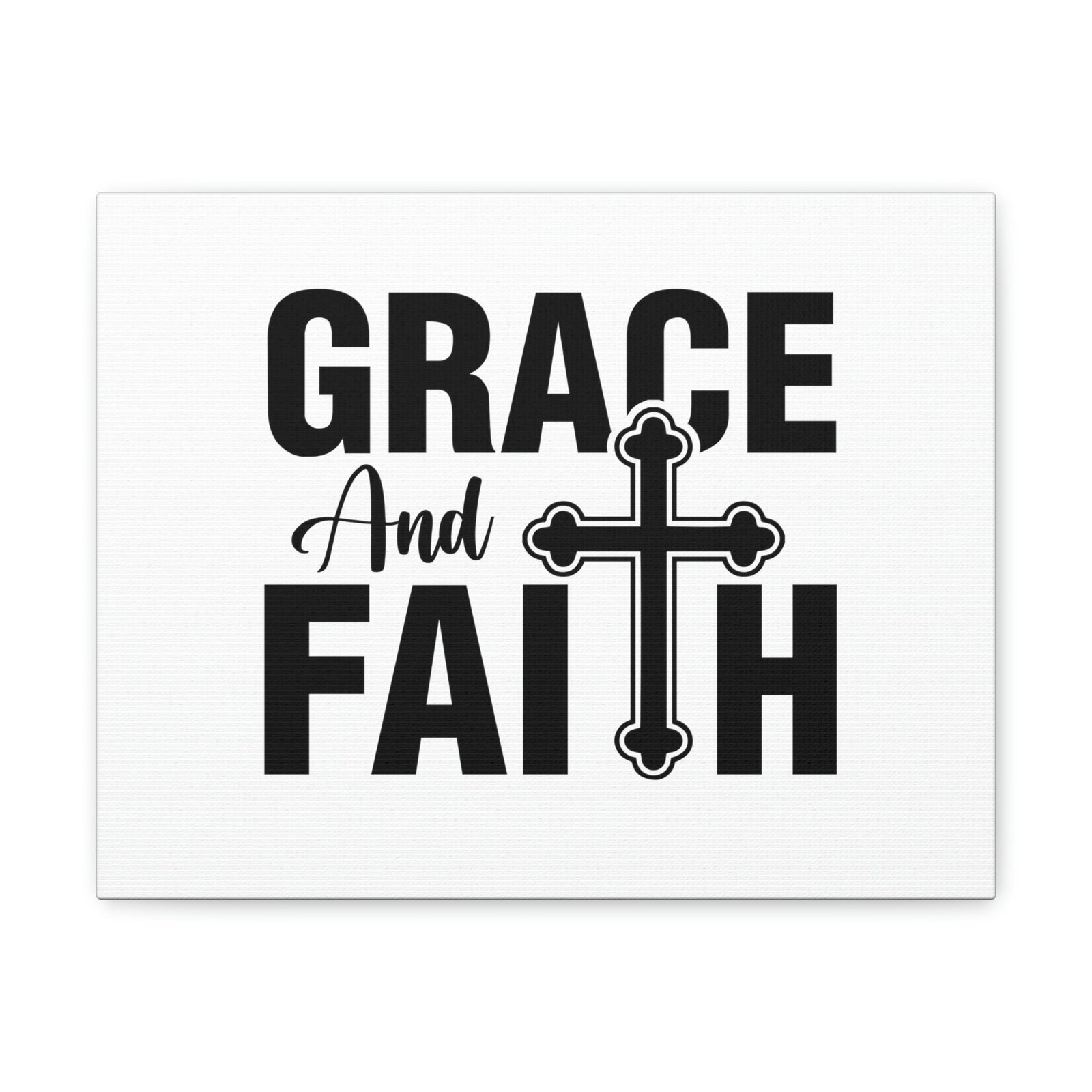 Scripture Walls Grace And Faith Ephesians 2:8 Cross White Christian Wall Art Bible Verse Print Ready to Hang Unframed-Express Your Love Gifts