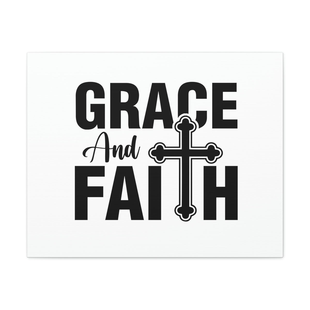Scripture Walls Grace And Faith Ephesians 2:8 Cross White Christian Wall Art Bible Verse Print Ready to Hang Unframed-Express Your Love Gifts
