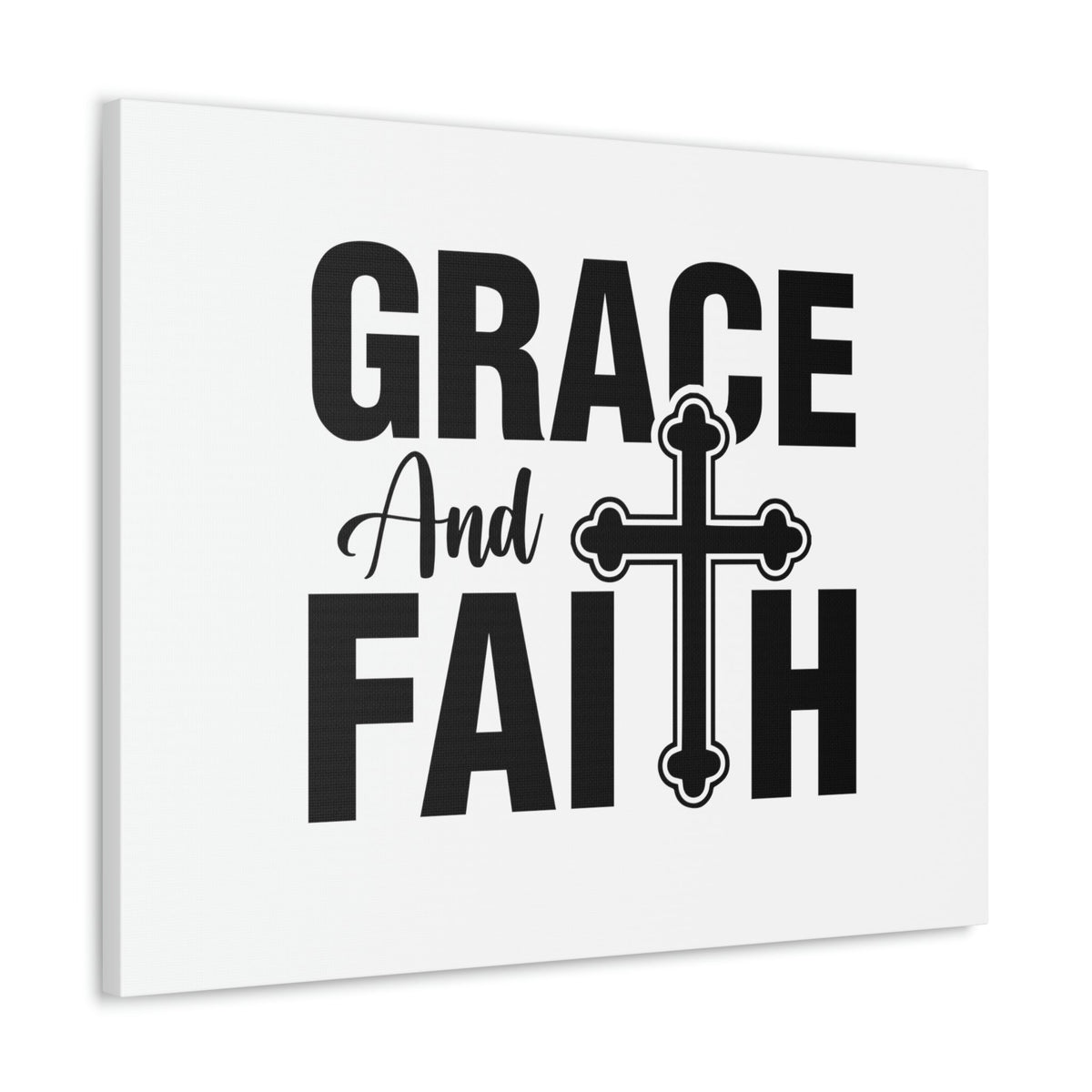 Scripture Walls Grace And Faith Ephesians 2:8 Cross White Christian Wall Art Bible Verse Print Ready to Hang Unframed-Express Your Love Gifts