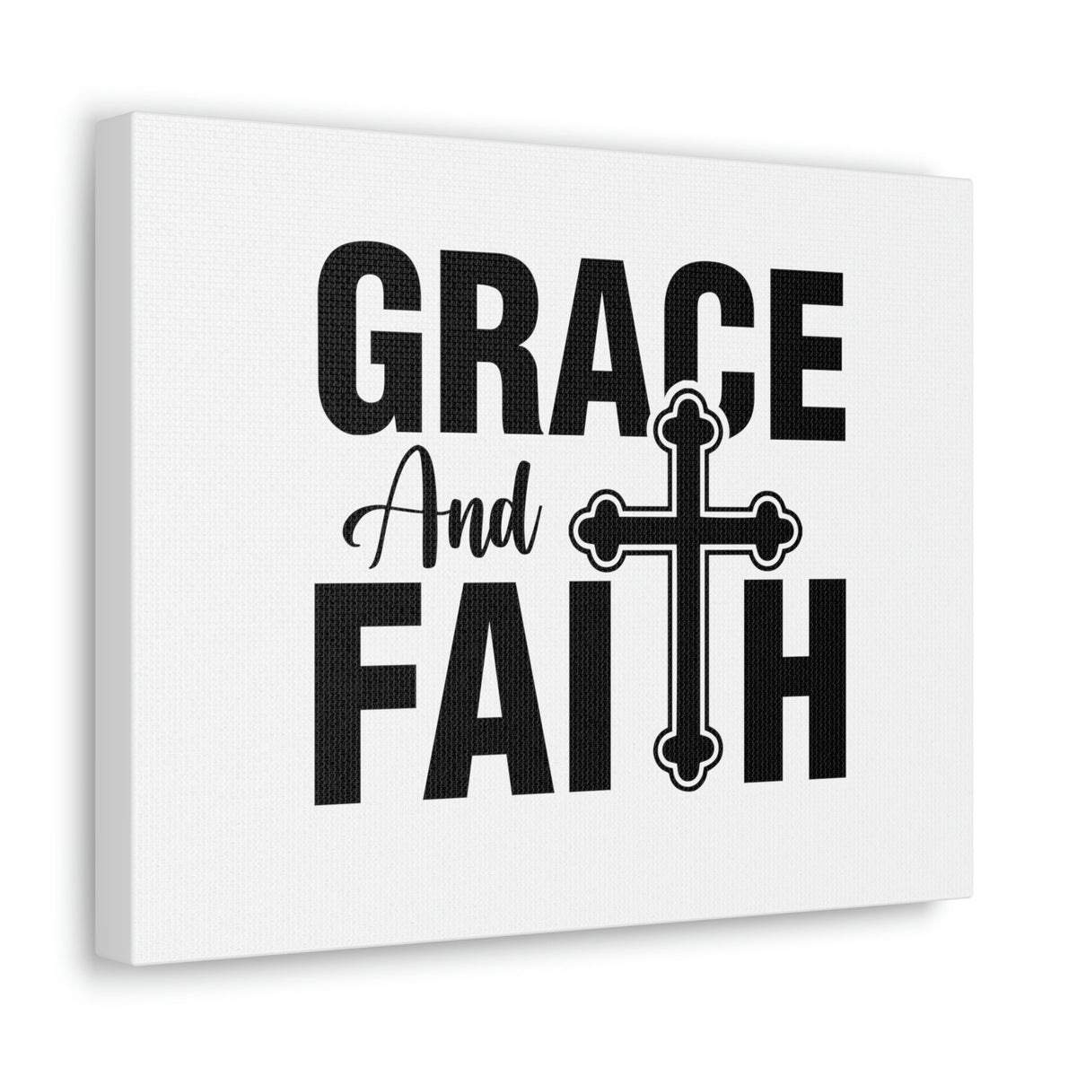 Scripture Walls Grace And Faith Ephesians 2:8 Cross White Christian Wall Art Bible Verse Print Ready to Hang Unframed-Express Your Love Gifts