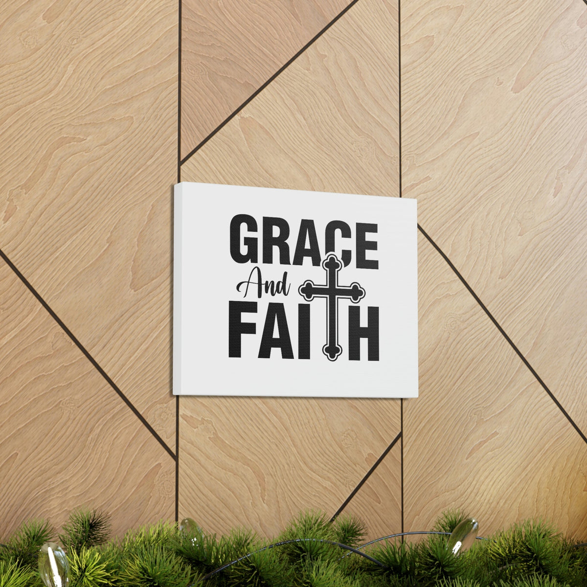 Scripture Walls Grace And Faith Ephesians 2:8 Cross White Christian Wall Art Bible Verse Print Ready to Hang Unframed-Express Your Love Gifts