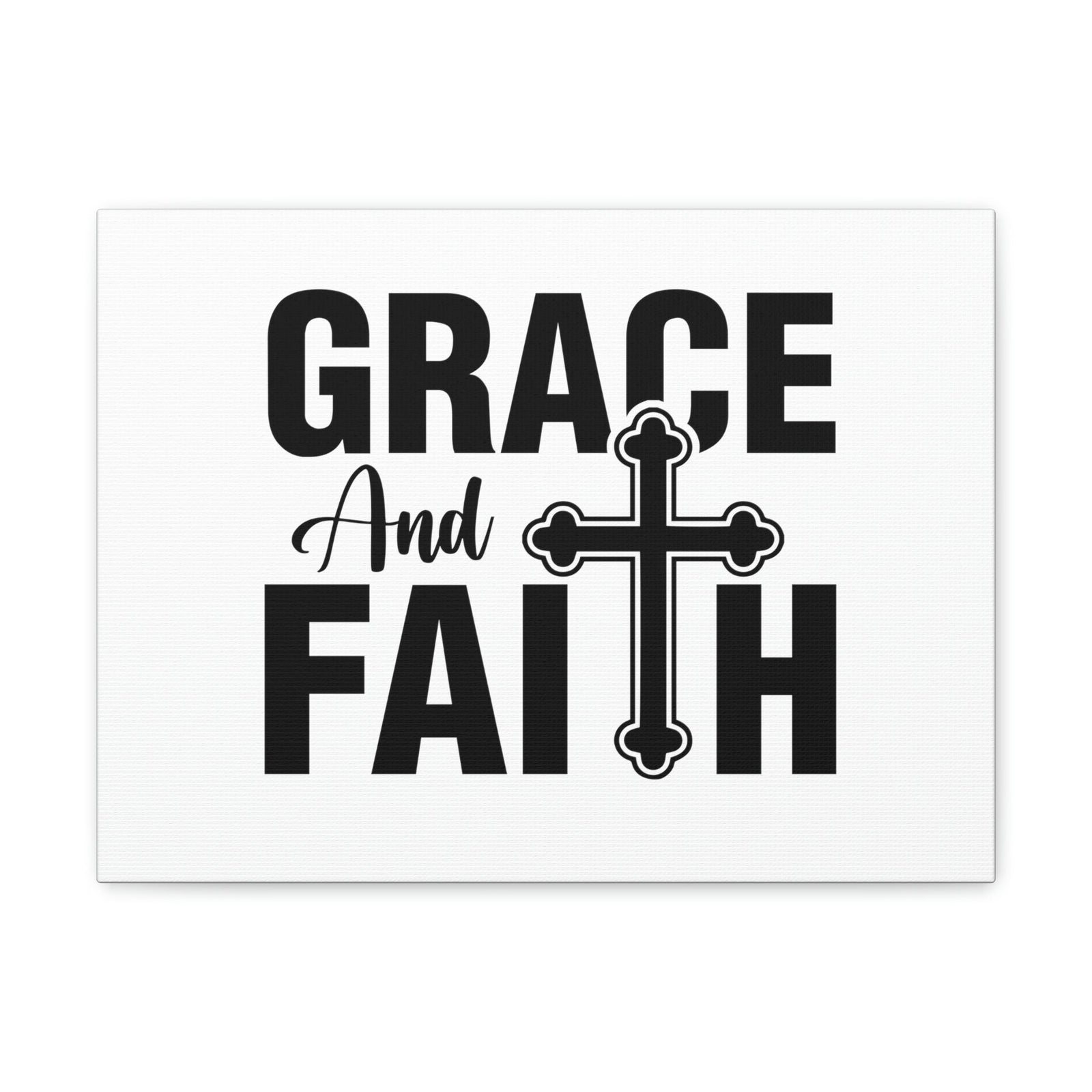 Scripture Walls Grace And Faith Ephesians 2:8 Cross White Christian Wall Art Bible Verse Print Ready to Hang Unframed-Express Your Love Gifts