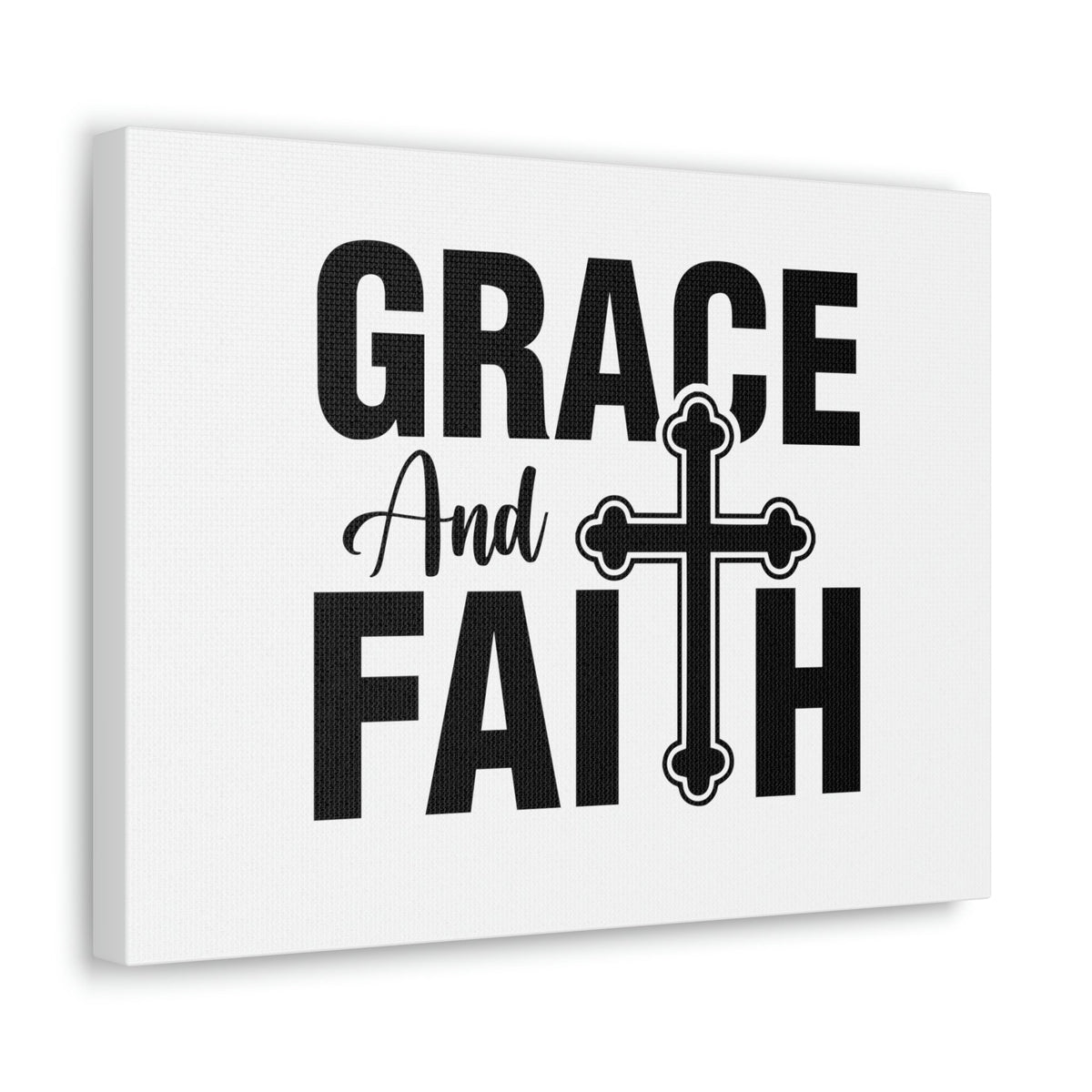 Scripture Walls Grace And Faith Ephesians 2:8 Cross White Christian Wall Art Bible Verse Print Ready to Hang Unframed-Express Your Love Gifts