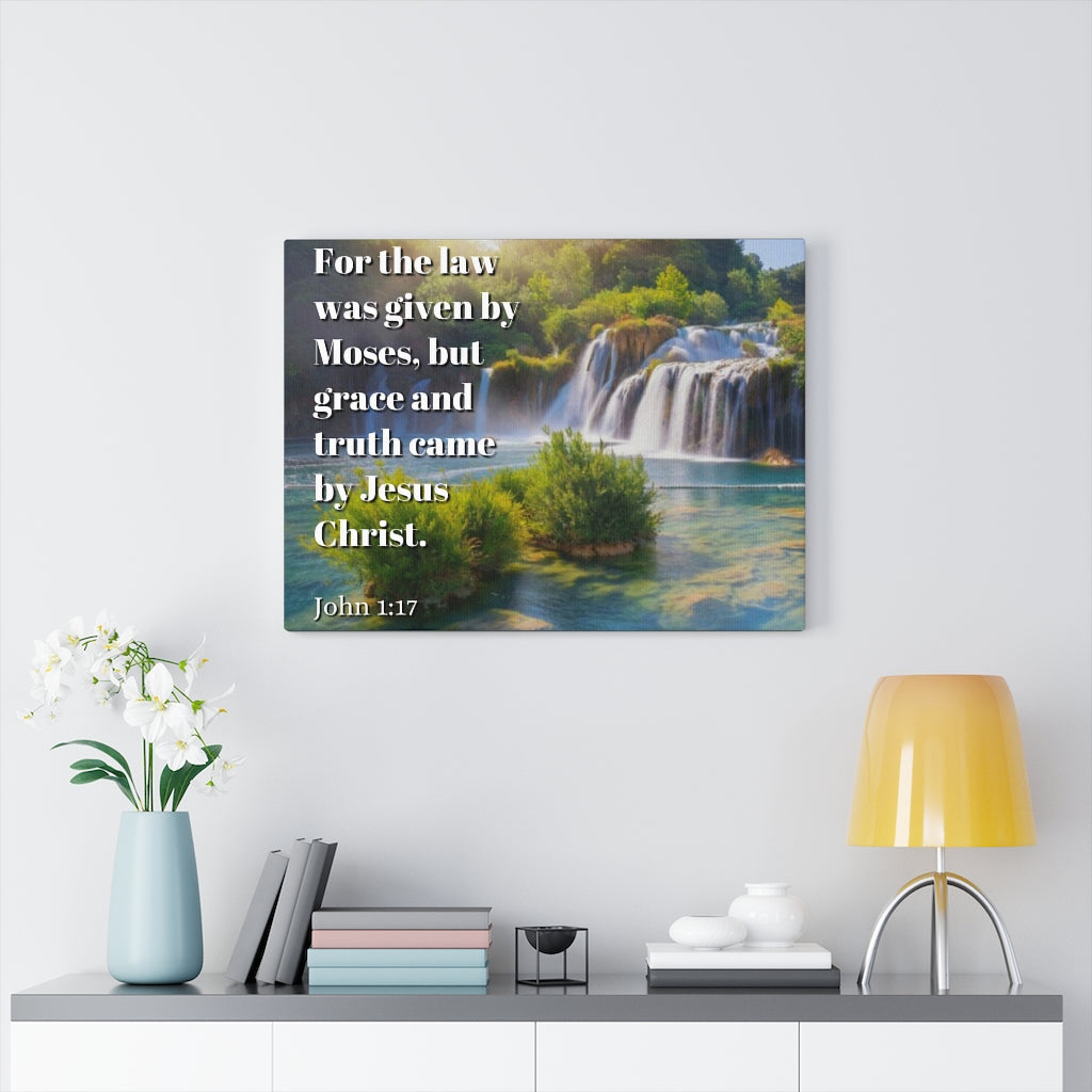 Scripture Walls Grace And Truth Came By Jesus Christ John 1:17 Bible Verse Canvas Christian Wall Art Ready to Hang Unframed-Express Your Love Gifts