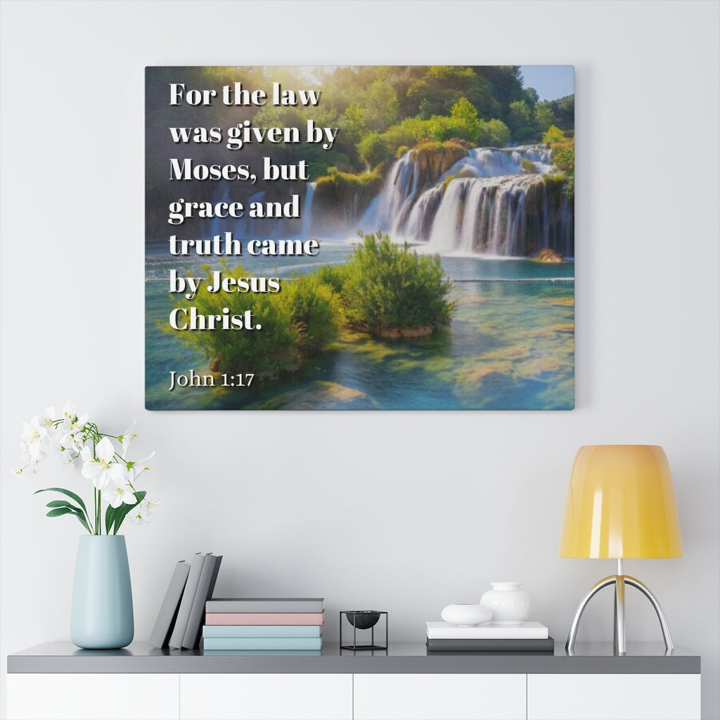 Scripture Walls Grace And Truth Came By Jesus Christ John 1:17 Bible Verse Canvas Christian Wall Art Ready to Hang Unframed-Express Your Love Gifts