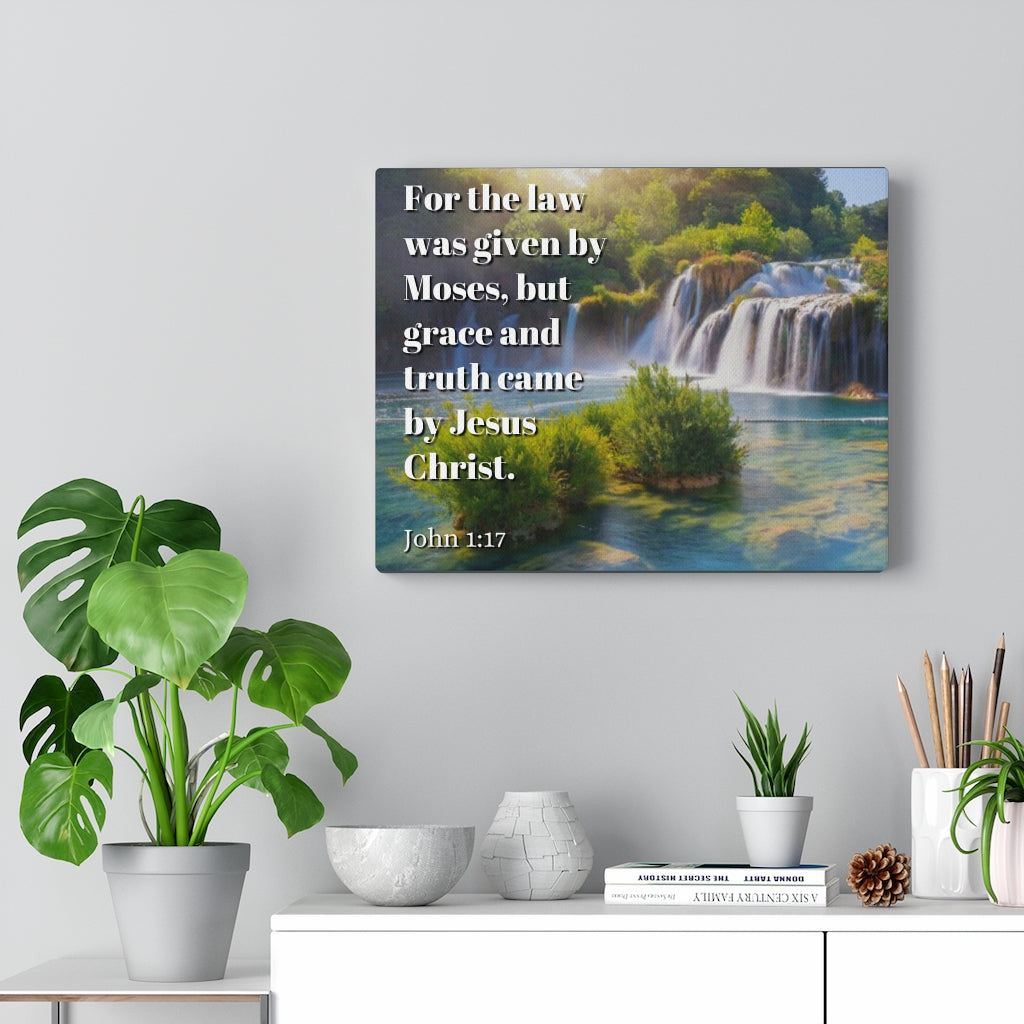 Scripture Walls Grace And Truth Came By Jesus Christ John 1:17 Bible Verse Canvas Christian Wall Art Ready to Hang Unframed-Express Your Love Gifts