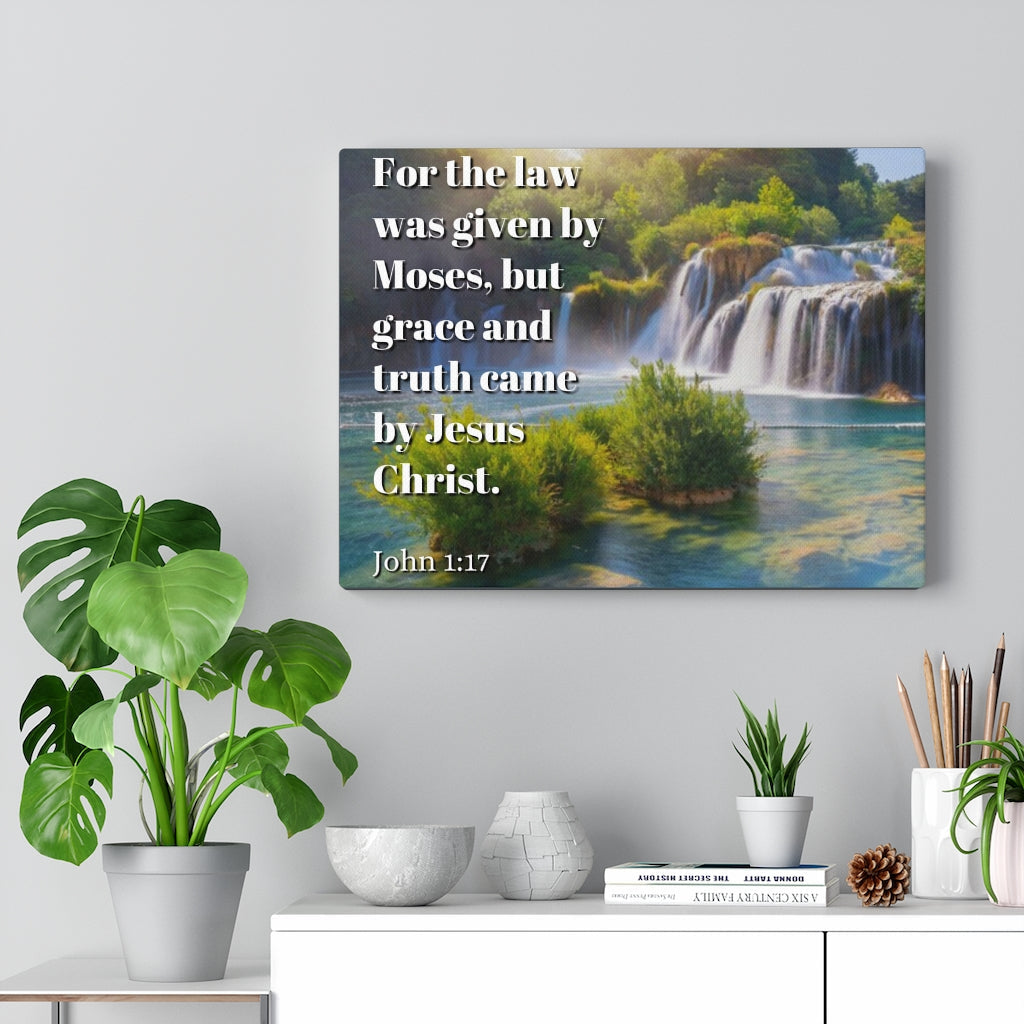 Scripture Walls Grace And Truth Came By Jesus Christ John 1:17 Bible Verse Canvas Christian Wall Art Ready to Hang Unframed-Express Your Love Gifts