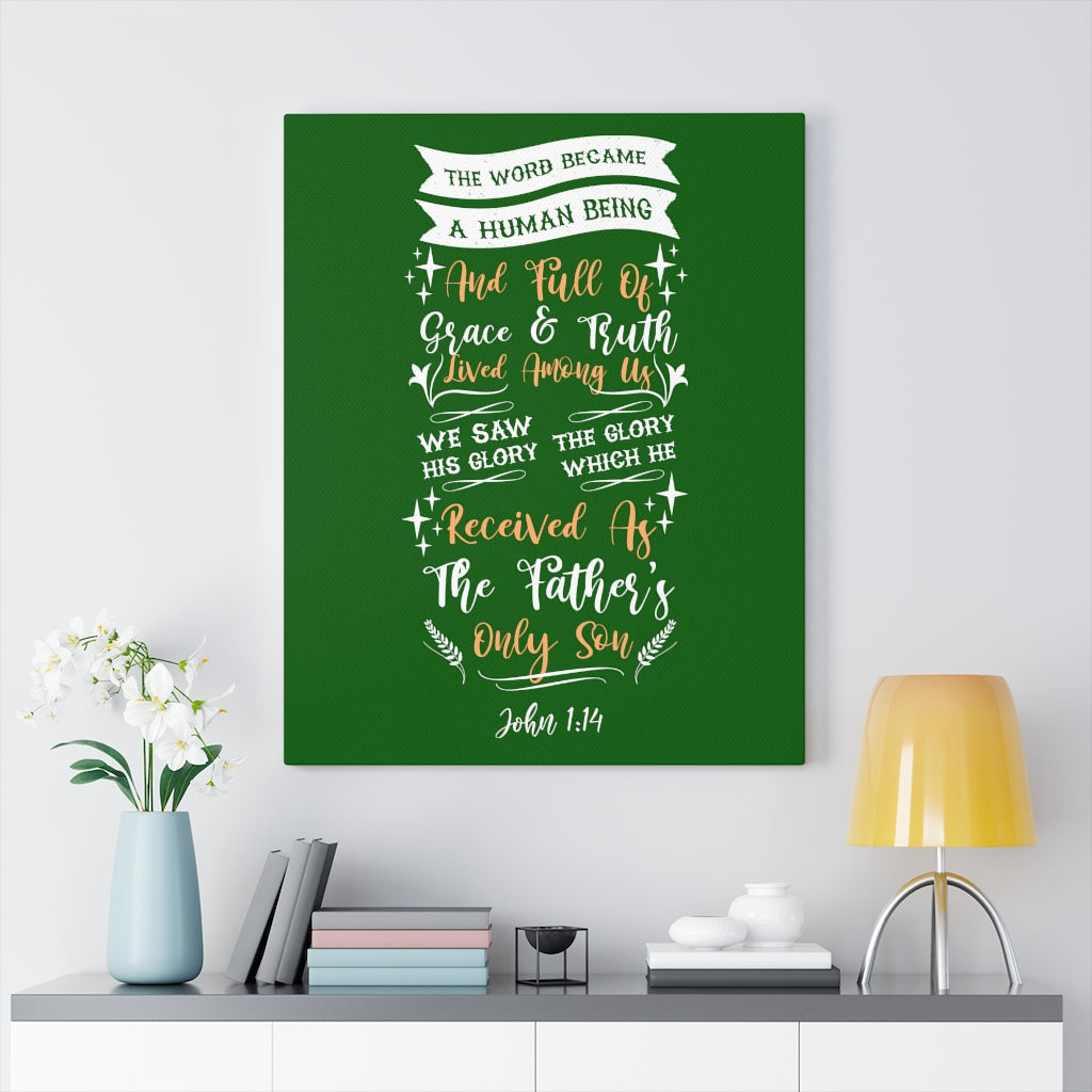 Scripture Walls Grace and Truth John 1:14 Bible Verse Canvas Christian Wall Art Ready to Hang Unframed-Express Your Love Gifts