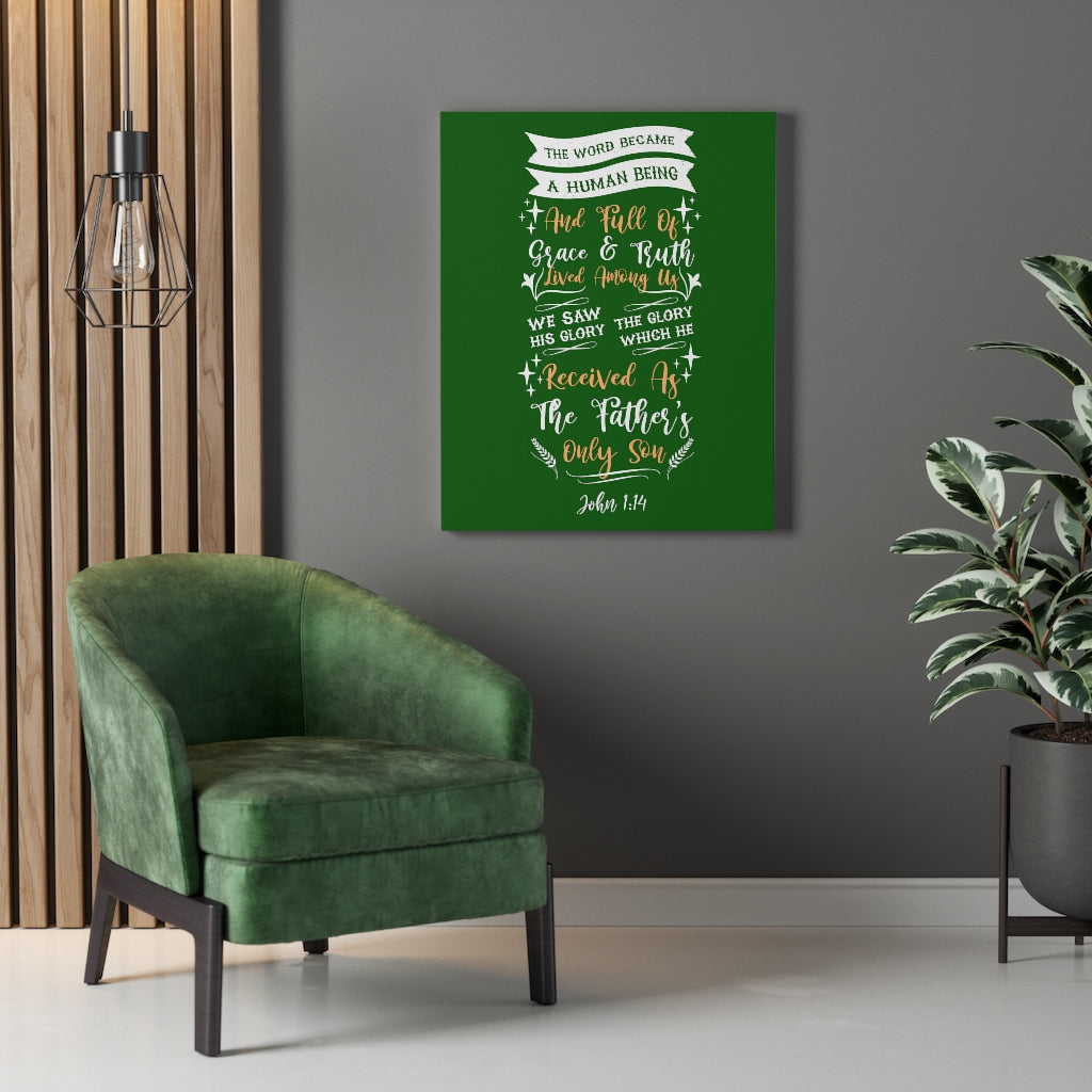 Scripture Walls Grace and Truth John 1:14 Bible Verse Canvas Christian Wall Art Ready to Hang Unframed-Express Your Love Gifts