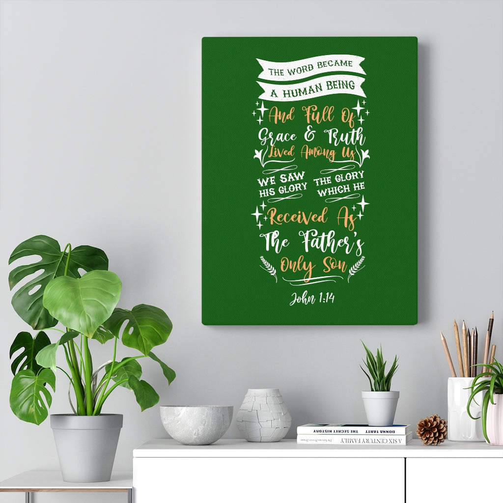 Scripture Walls Grace and Truth John 1:14 Bible Verse Canvas Christian Wall Art Ready to Hang Unframed-Express Your Love Gifts
