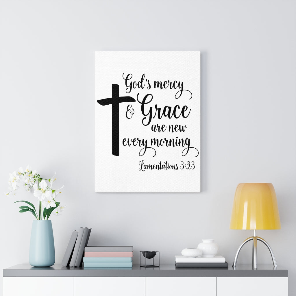 Scripture Walls Grace Are New Lamentations 3:23 Bible Verse Canvas Christian Wall Art Ready to Hang Unframed-Express Your Love Gifts