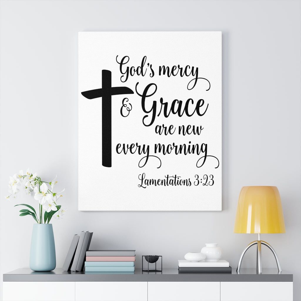 Scripture Walls Grace Are New Lamentations 3:23 Bible Verse Canvas Christian Wall Art Ready to Hang Unframed-Express Your Love Gifts