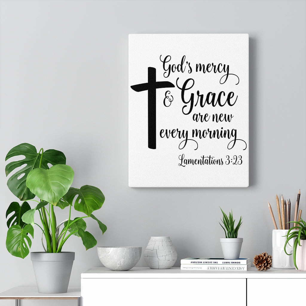 Scripture Walls Grace Are New Lamentations 3:23 Bible Verse Canvas Christian Wall Art Ready to Hang Unframed-Express Your Love Gifts