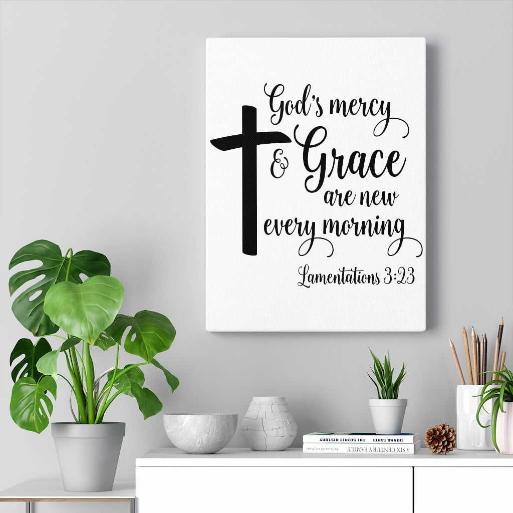 Scripture Walls Grace Are New Lamentations 3:23 Bible Verse Canvas Christian Wall Art Ready to Hang Unframed-Express Your Love Gifts
