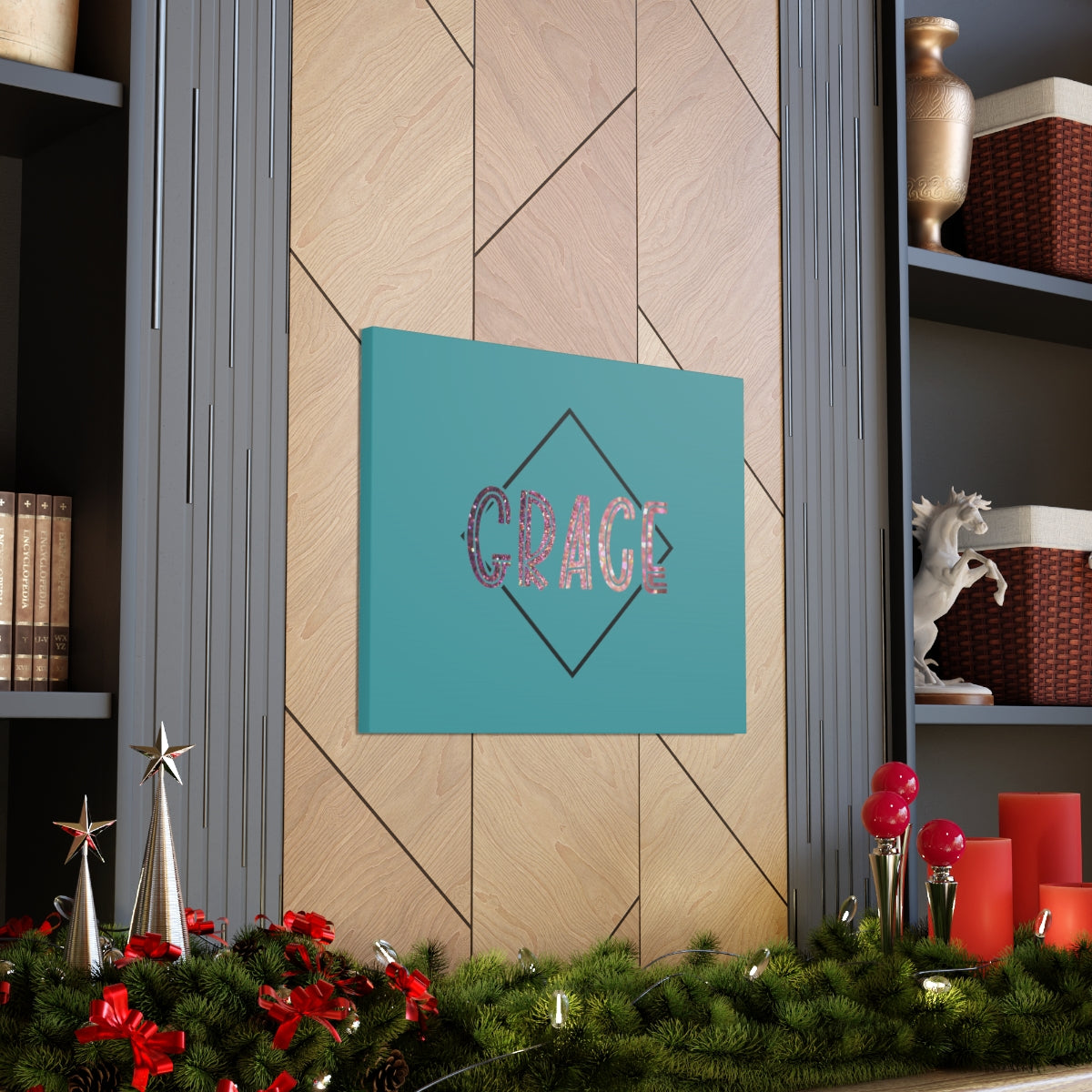 Scripture Walls Grace Glitter 1 Corinthians 15:10 Bible Canvas Christian Wall Art Ready to Hang Unframed-Express Your Love Gifts