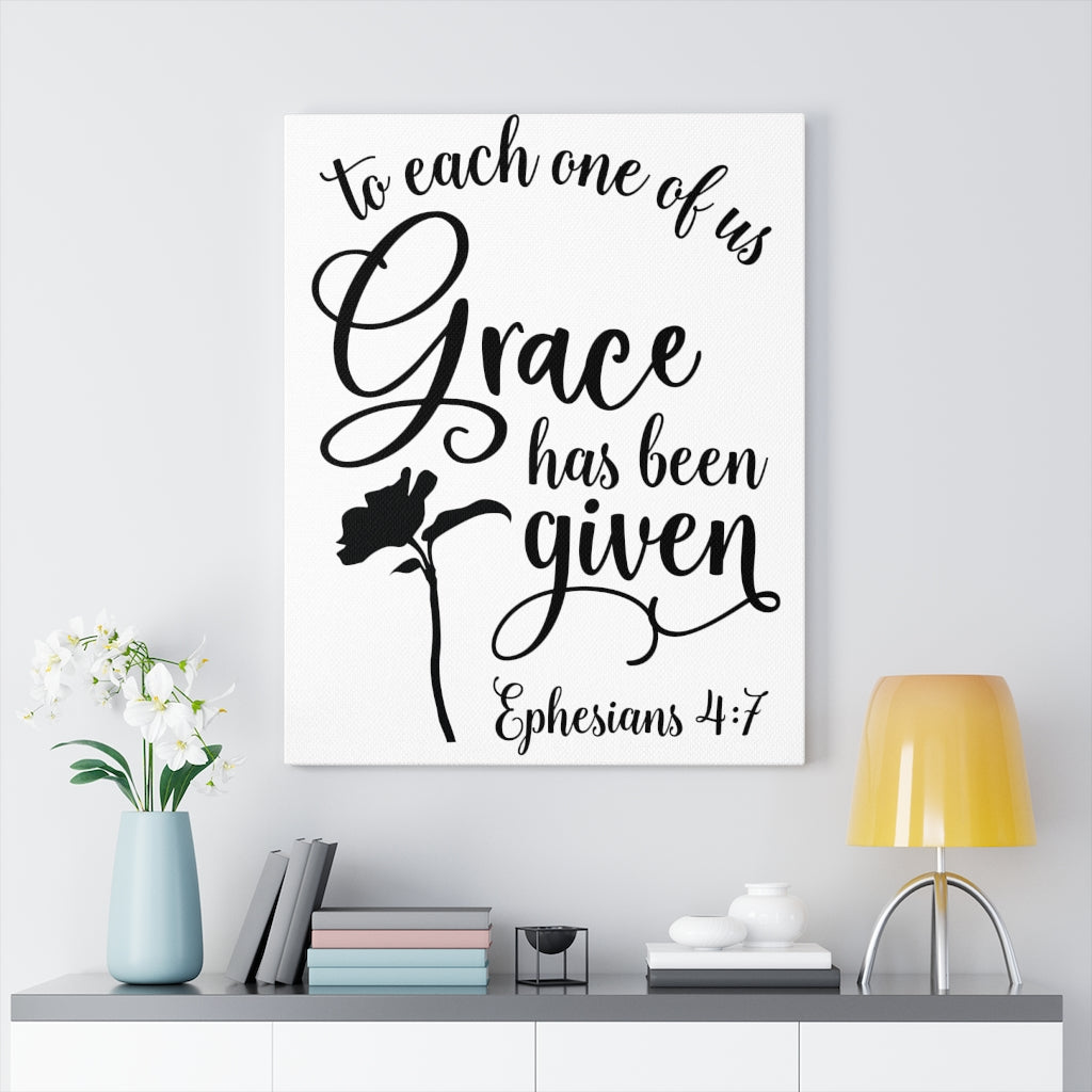 Scripture Walls Grace Has Been Given Ephesians 4:7 Bible Verse Canvas Christian Wall Art Ready to Hang Unframed-Express Your Love Gifts