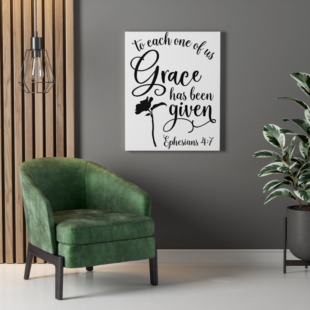 Scripture Walls Grace Has Been Given Ephesians 4:7 Bible Verse Canvas Christian Wall Art Ready to Hang Unframed-Express Your Love Gifts