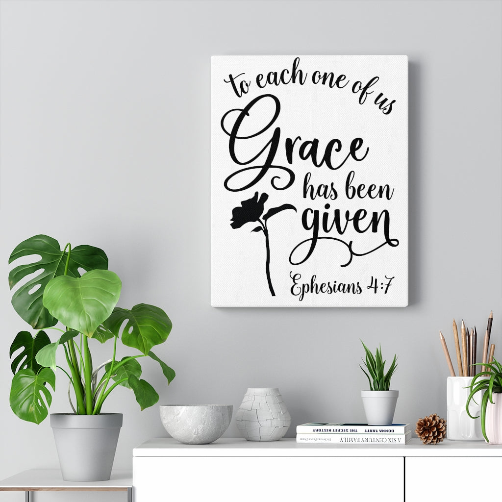 Scripture Walls Grace Has Been Given Ephesians 4:7 Bible Verse Canvas Christian Wall Art Ready to Hang Unframed-Express Your Love Gifts