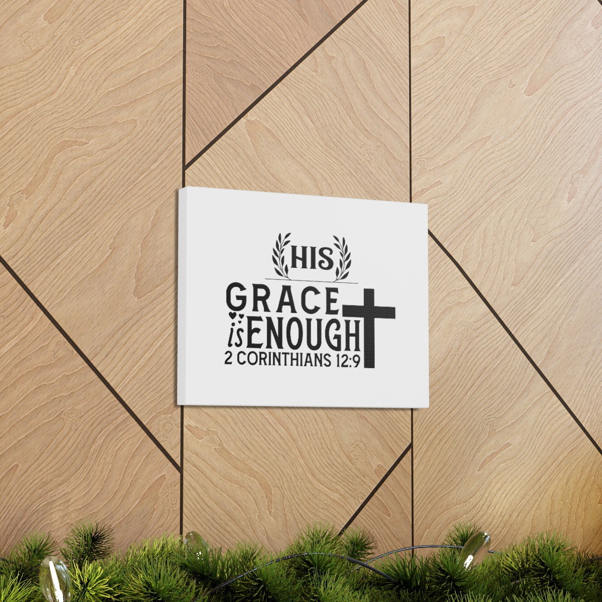 Scripture Walls Grace Is Enough 2 Corinthians 12:9 Laurels Bible Verse Canvas Christian Wall Art Ready to Hang Unframed-Express Your Love Gifts