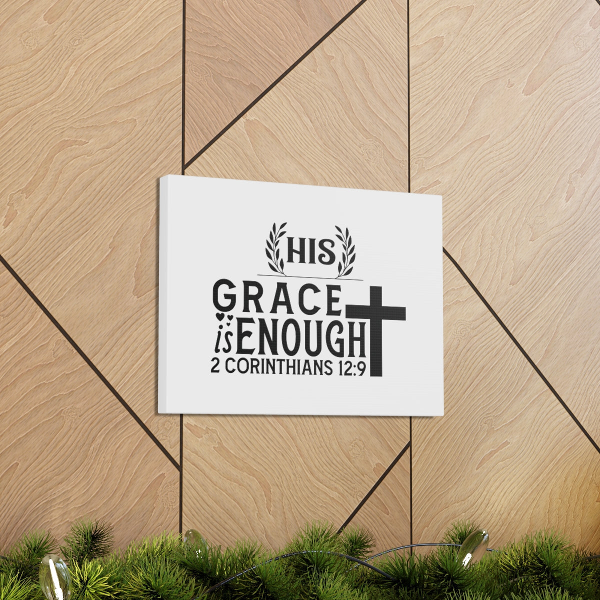 Scripture Walls Grace Is Enough 2 Corinthians 12:9 Laurels Bible Verse Canvas Christian Wall Art Ready to Hang Unframed-Express Your Love Gifts