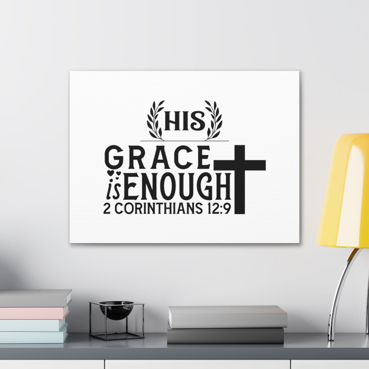 Scripture Walls Grace Is Enough 2 Corinthians 12:9 Laurels Bible Verse Canvas Christian Wall Art Ready to Hang Unframed-Express Your Love Gifts