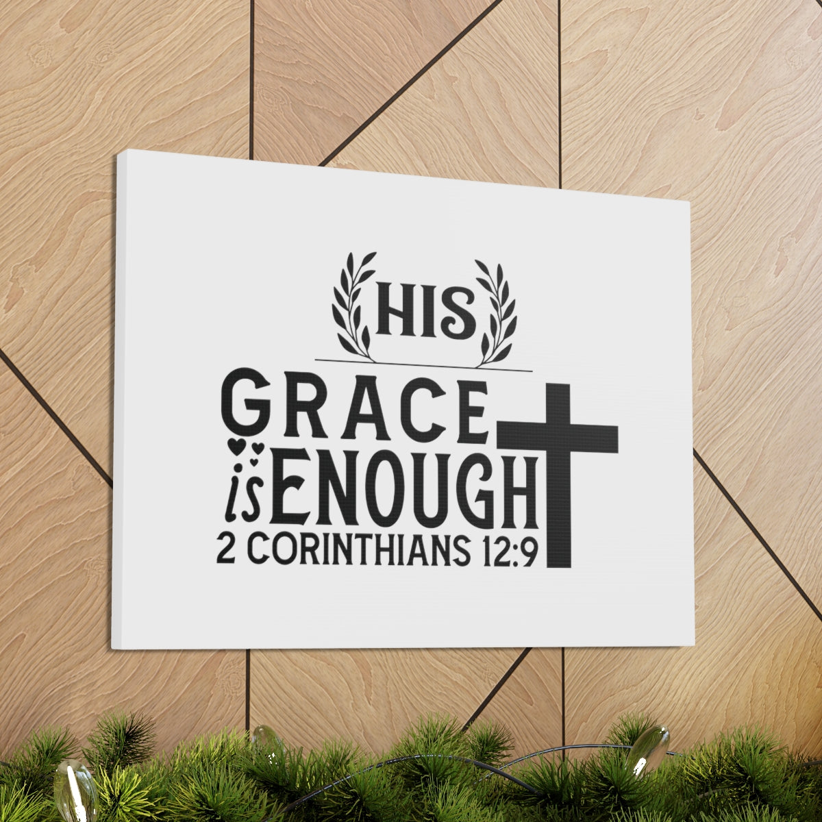 Scripture Walls Grace Is Enough 2 Corinthians 12:9 Laurels Bible Verse Canvas Christian Wall Art Ready to Hang Unframed-Express Your Love Gifts