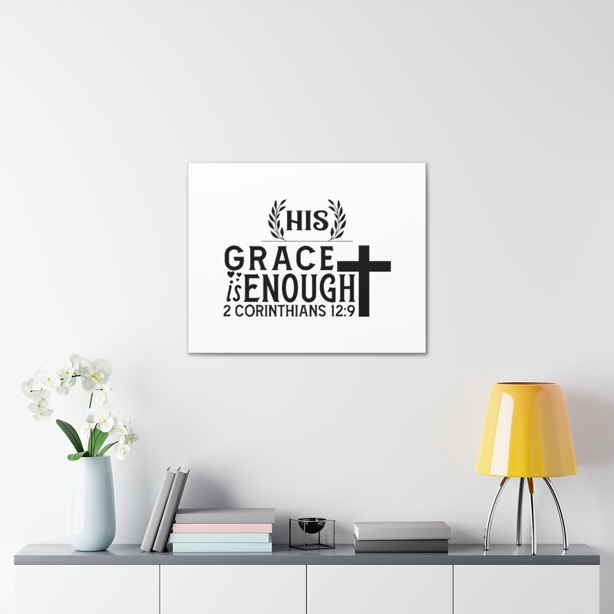 Scripture Walls Grace Is Enough 2 Corinthians 12:9 Laurels Bible Verse Canvas Christian Wall Art Ready to Hang Unframed-Express Your Love Gifts