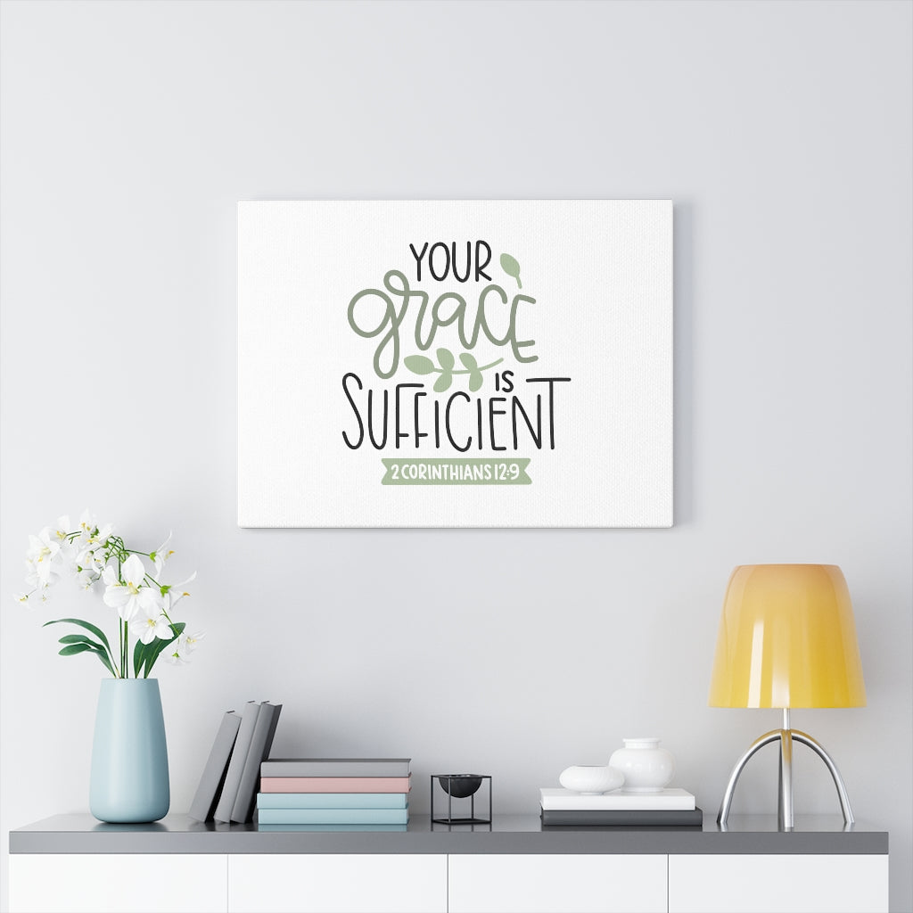 Scripture Walls Grace Is Sufficient 2 Corinthians 12:9 Bible Verse Canvas Christian Wall Art Ready to Hang Unframed-Express Your Love Gifts