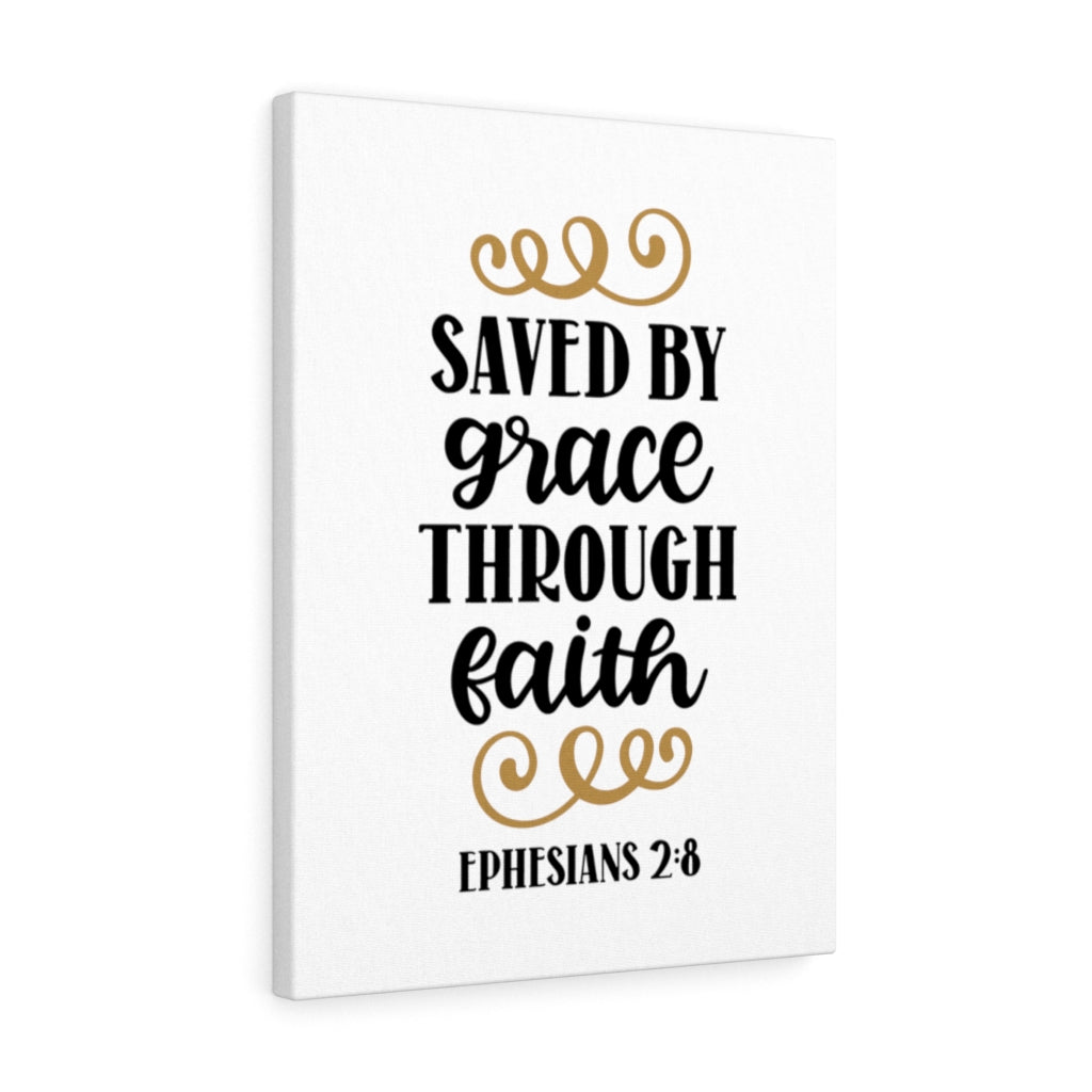 Scripture Walls Grace Through Faith Ephesians 2:8 Bible Verse Canvas Christian Wall Art Ready to Hang Unframed-Express Your Love Gifts