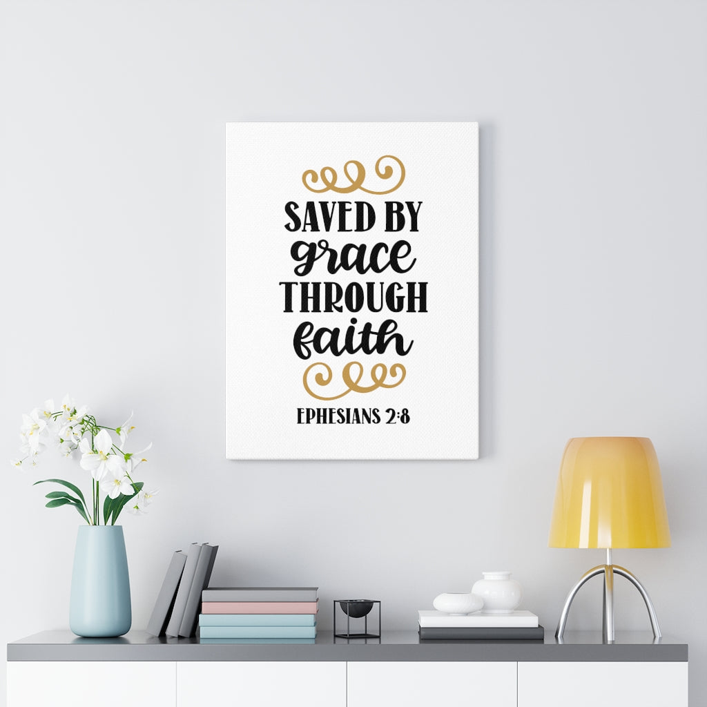 Scripture Walls Grace Through Faith Ephesians 2:8 Bible Verse Canvas Christian Wall Art Ready to Hang Unframed-Express Your Love Gifts