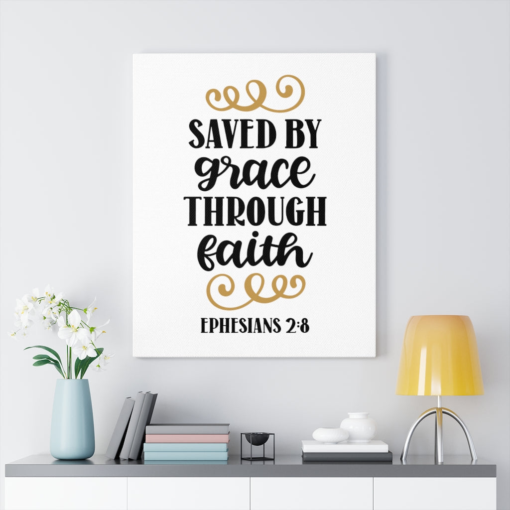 Scripture Walls Grace Through Faith Ephesians 2:8 Bible Verse Canvas Christian Wall Art Ready to Hang Unframed-Express Your Love Gifts