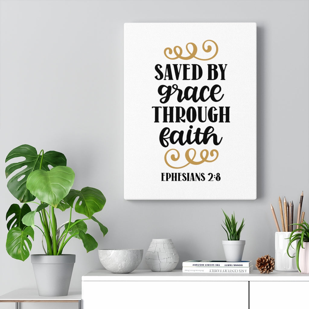 Scripture Walls Grace Through Faith Ephesians 2:8 Bible Verse Canvas Christian Wall Art Ready to Hang Unframed-Express Your Love Gifts