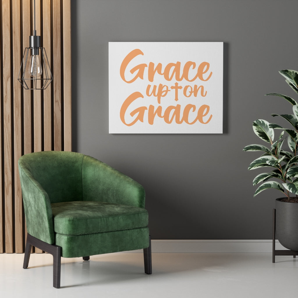 Scripture Walls Grace Upon Grace Cross Bible Verse Canvas Christian Wall Art Ready to Hang Unframed-Express Your Love Gifts